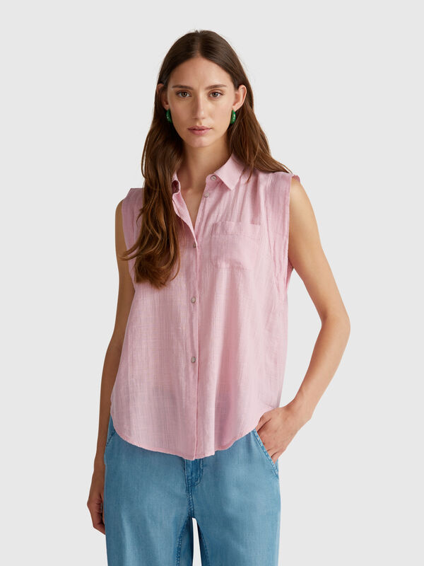 Camicia smanicata con nodo Donna