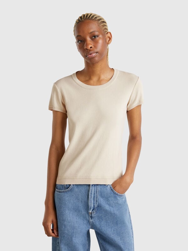 Maglia beige a manica corta Donna