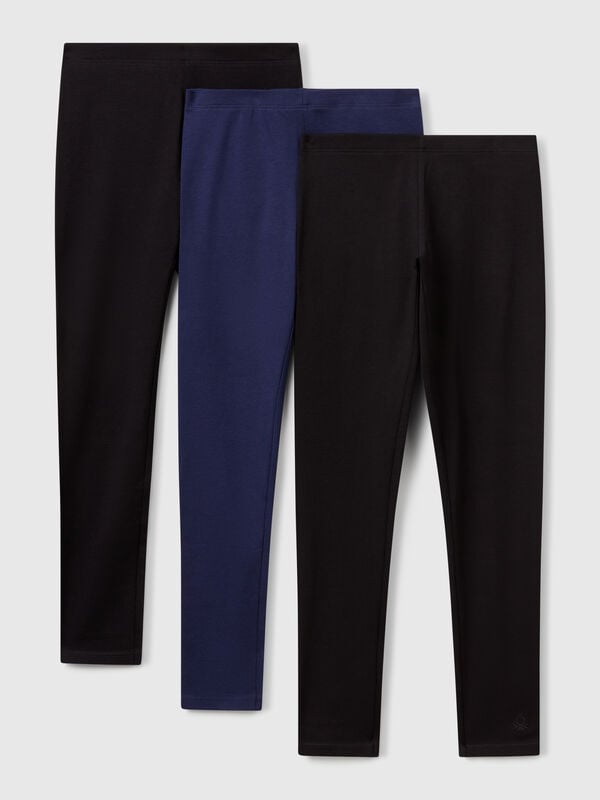 Tre leggings in cotone stretch Bambina