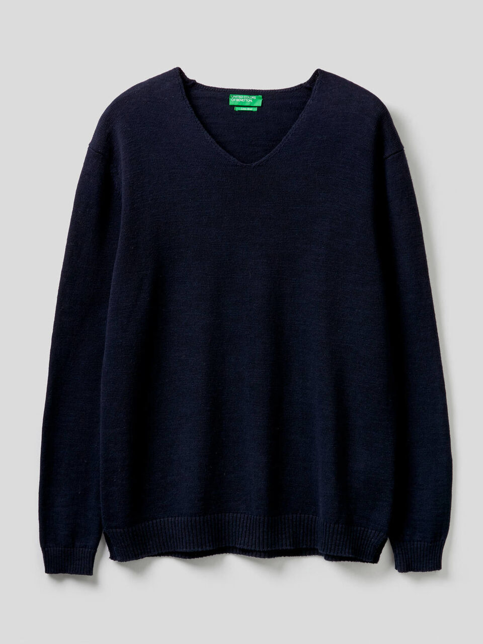 Maglia scollo a V in cotone misto lino image number 1