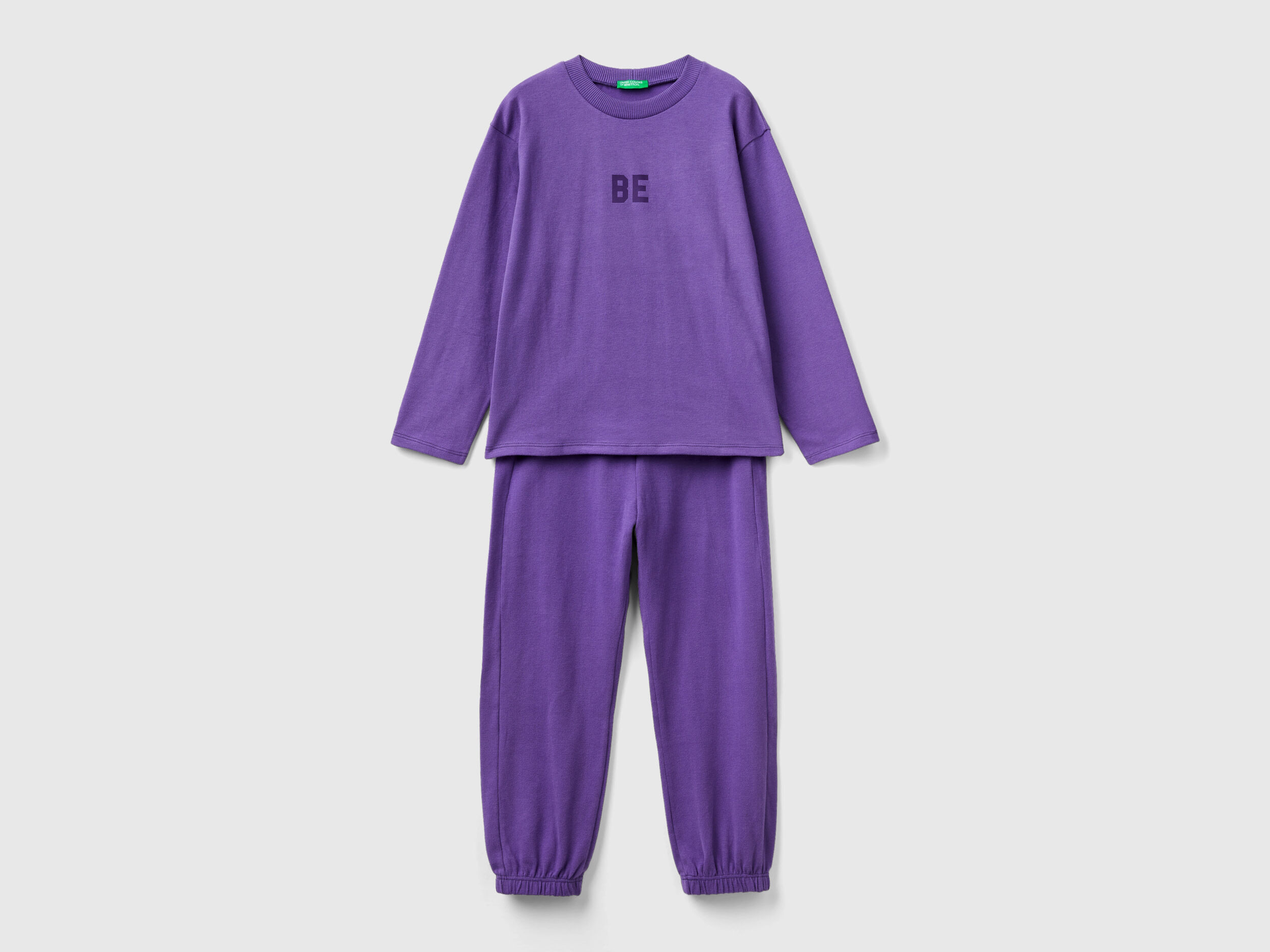 Pigiama lungo in caldo jersey Viola Bambino Benetton