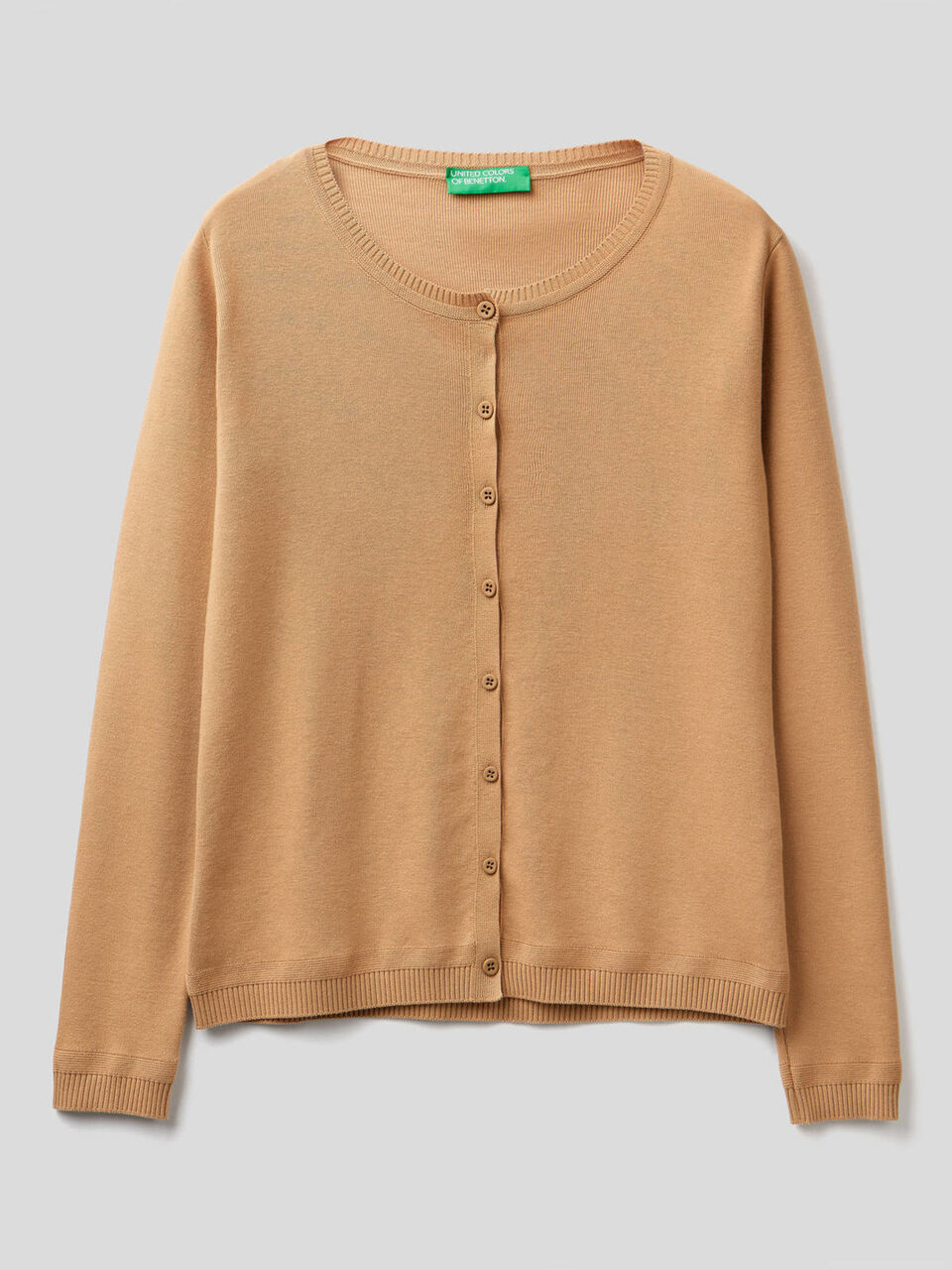 Cardigan girocollo in puro cotone image number 1