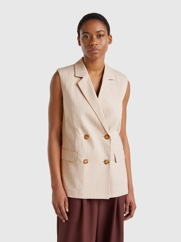 Gilet lungo gessato Donna