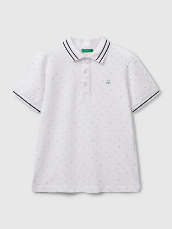Polo micro fantasia in puro cotone Bambino