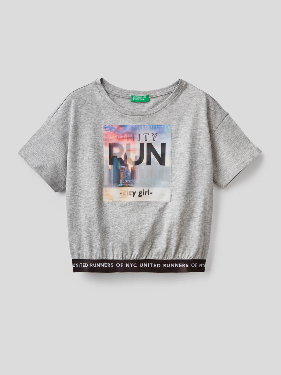 T-shirt cropped con stampa cangiante image number 1