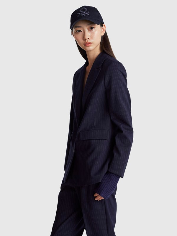 Blazer gessato in misto viscosa Donna
