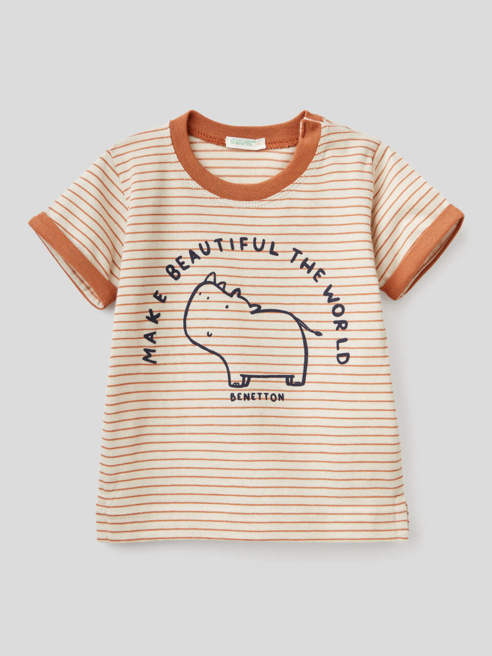 T-shirt a righe in puro cotone biologico image number 1