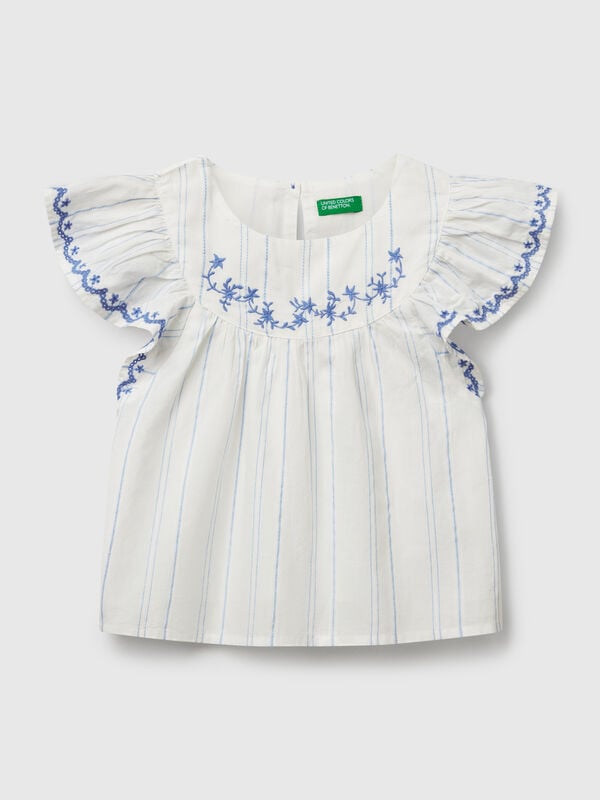 Blusa con ricami floreali Bambina