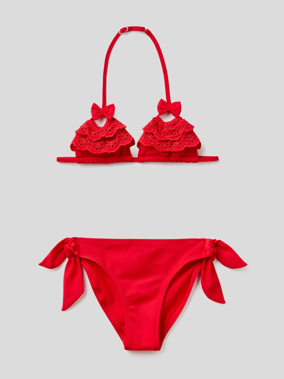 Bikini in ECONYL® con balze e fiocchi image number 1