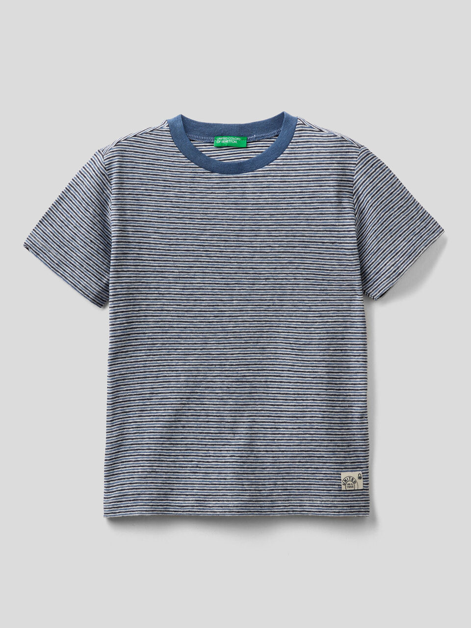 T-shirt in misto lino a righe image number 1