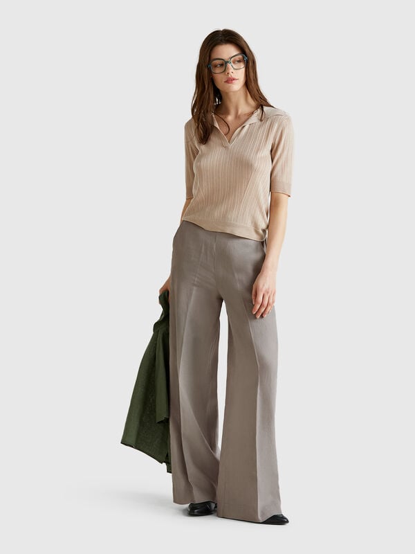 Pantaloni palazzo in 100% lino Donna