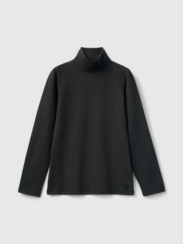 T-shirt stretch con collo alto Bambina