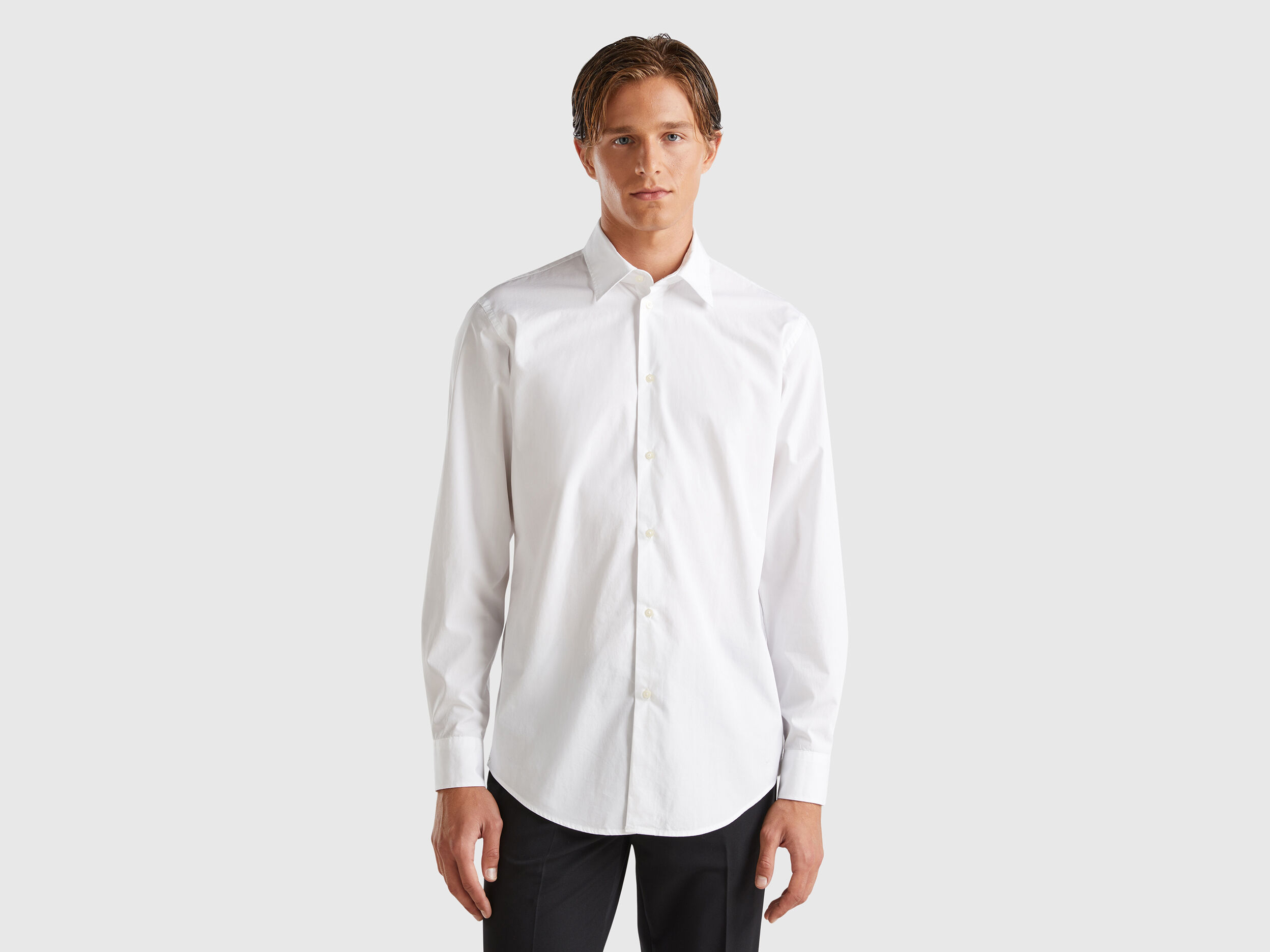 Camicia bianca in cotone bio Bianco Benetton