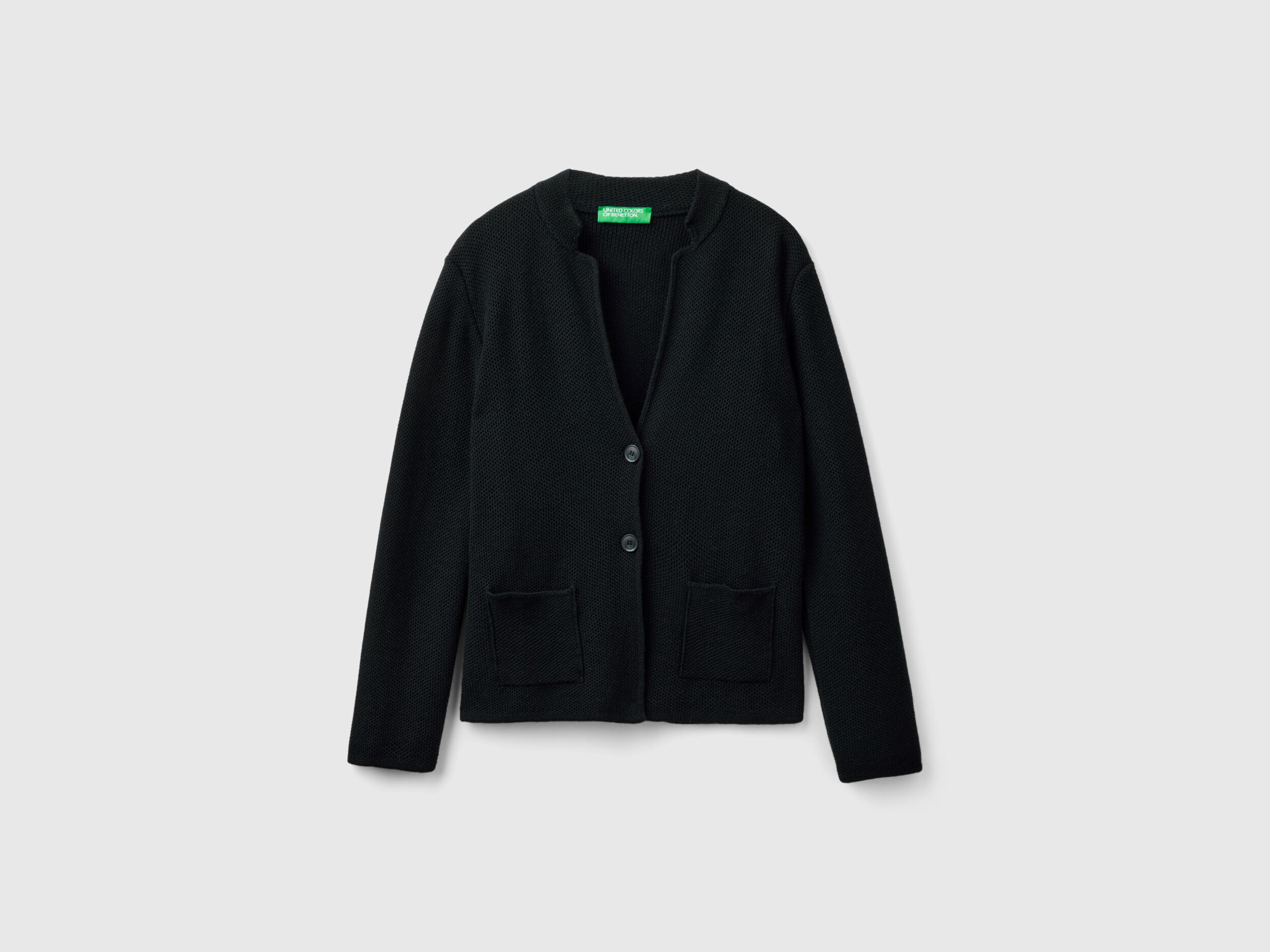 Giacca in maglia misto lana e cashmere Nero Benetton