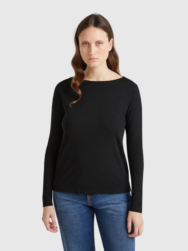 T-shirt con scollo a barchetta 100% cotone Donna