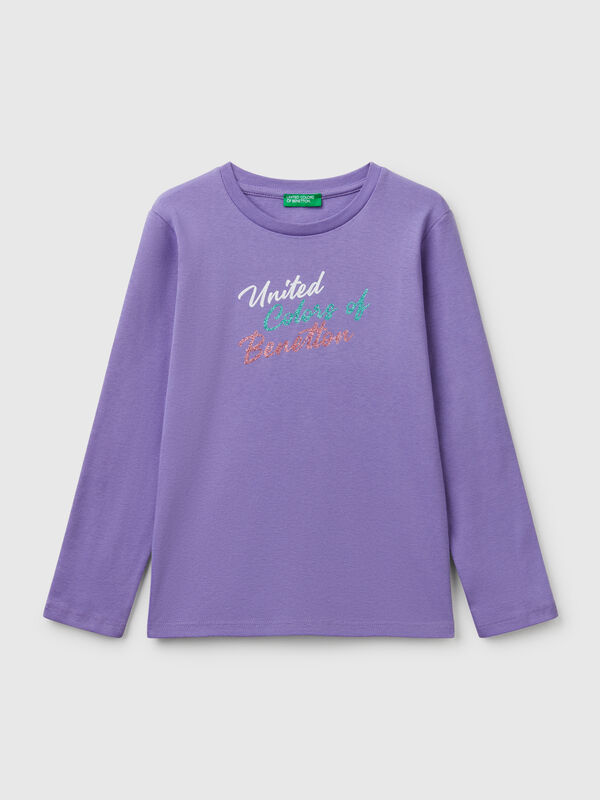 Maglietta a manica lunga con stampa glitter Bambina