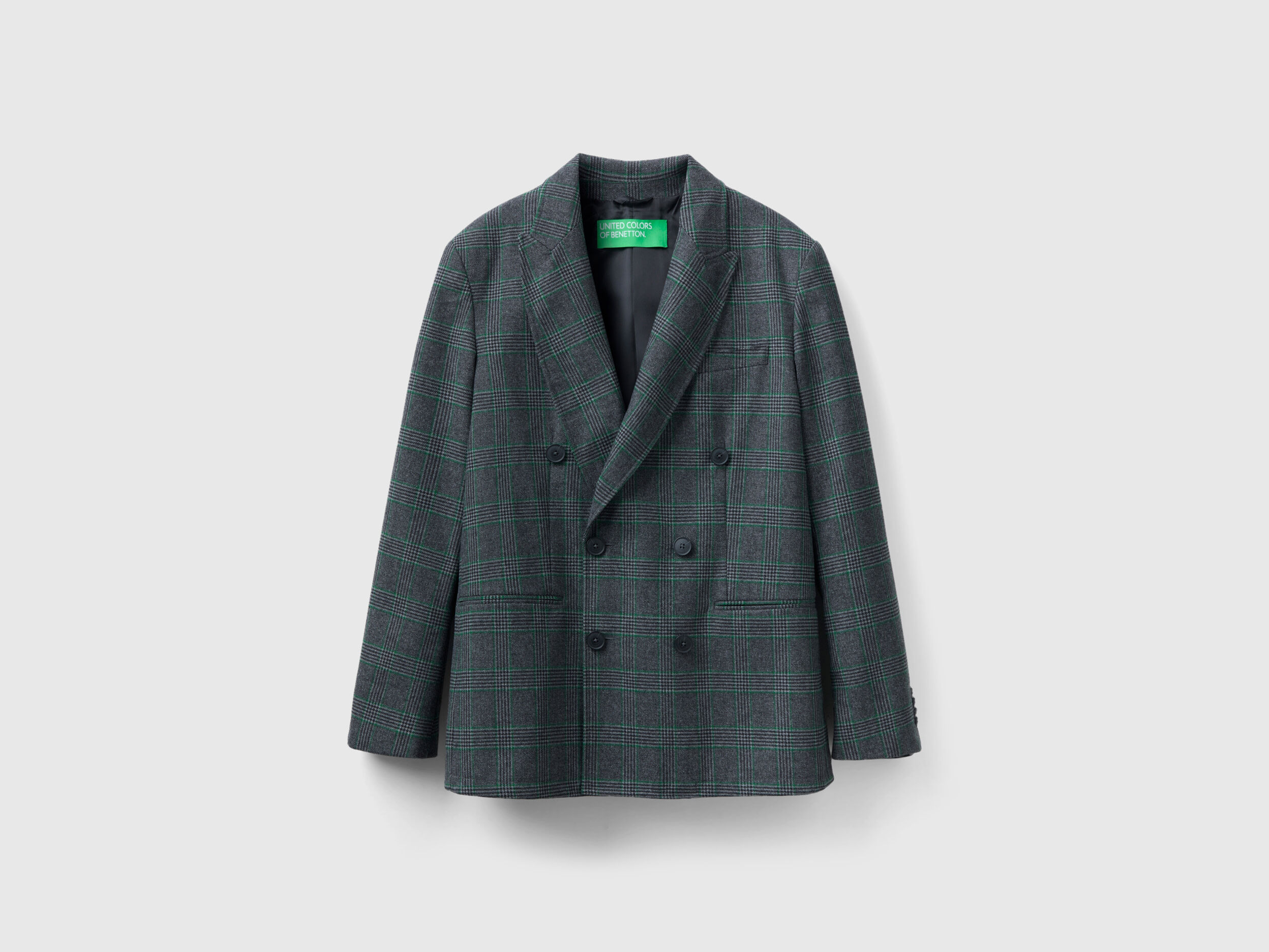 Giacca doppiopetto principe di Galles Grigio Uomo Benetton
