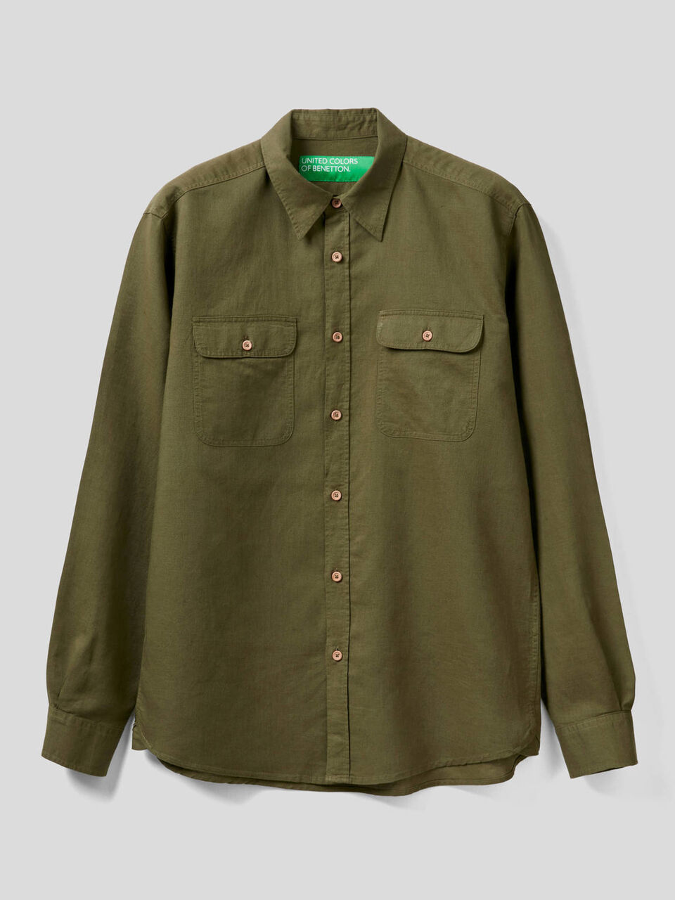 Camicia regular fit in lino misto cotone image number null