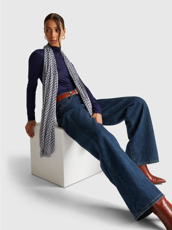 T-shirt lupetto in misto viscosa e cashmere Donna