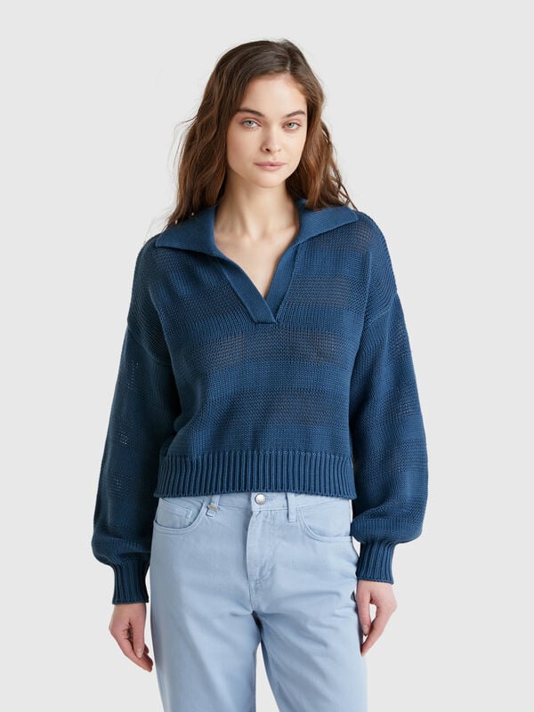 Maglioncino a polo 100% cotone Donna