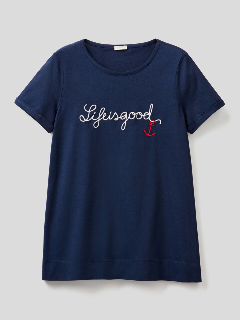 T-shirt in puro cotone ricamata image number 1