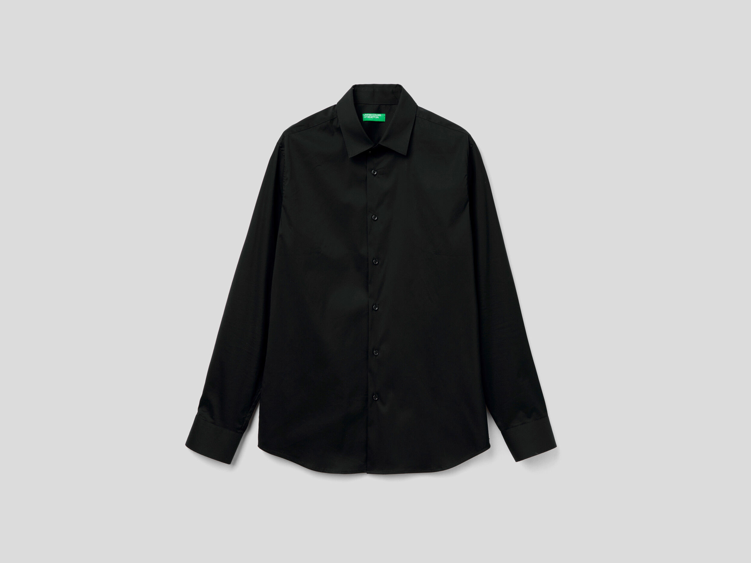 Camicia slim fit tinta unita Nero Uomo Benetton