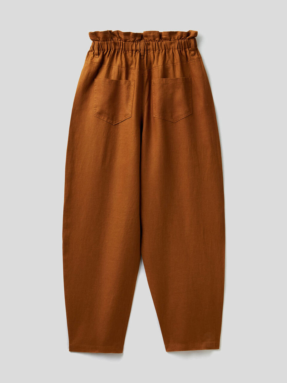 Pantaloni in puro lino con vita arricciata image number 2