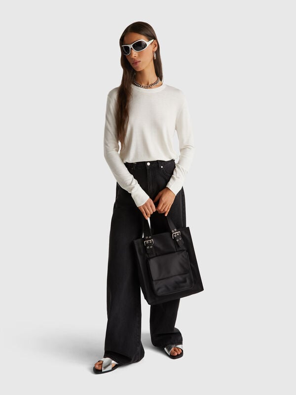 Maglia manica lunga in misto seta Donna