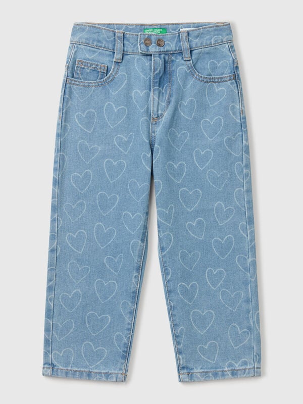 Jeans con stampa cuori Bambina