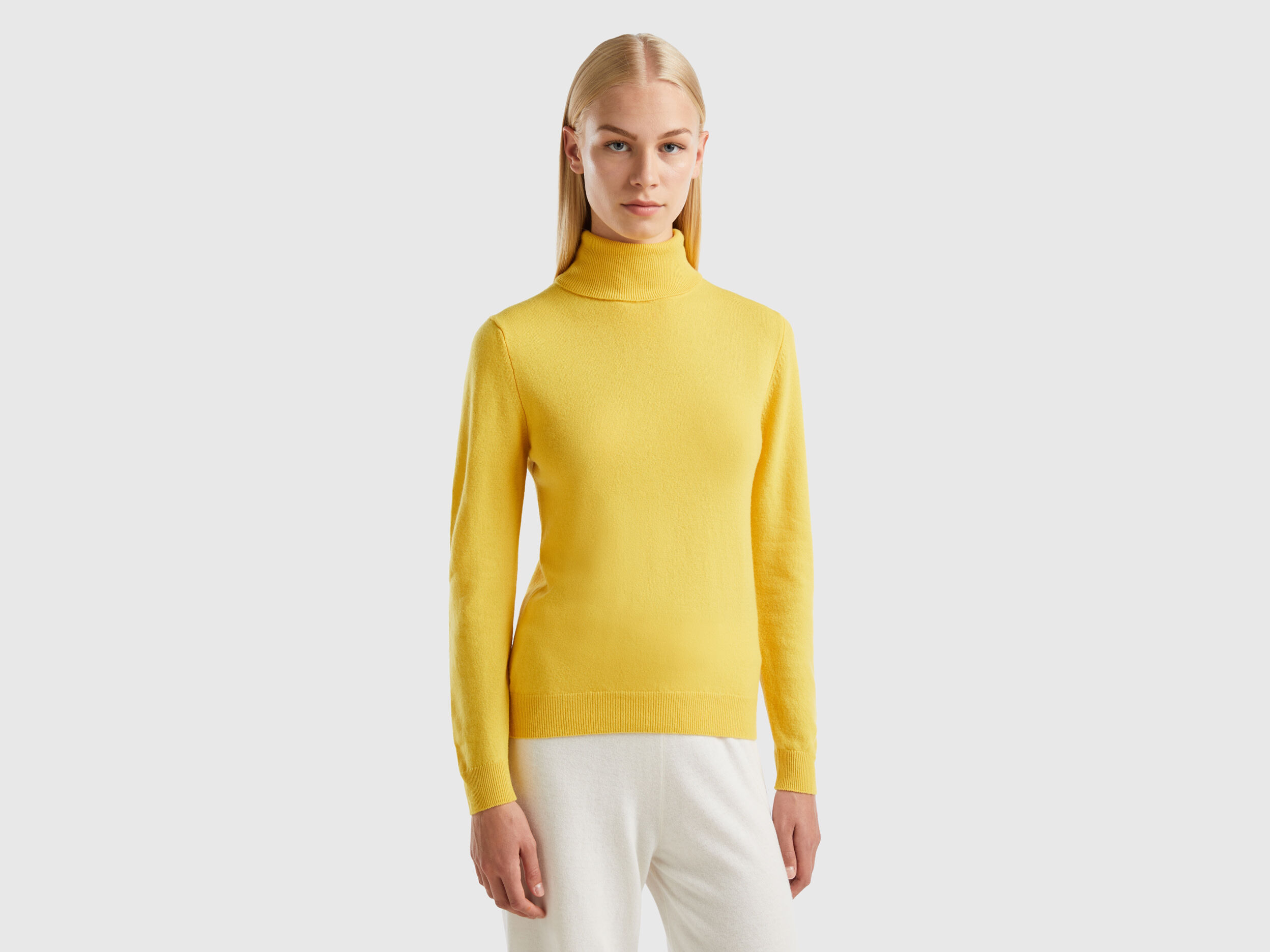 Dolcevita giallo in pura lana Merino Giallo Donna Benetton