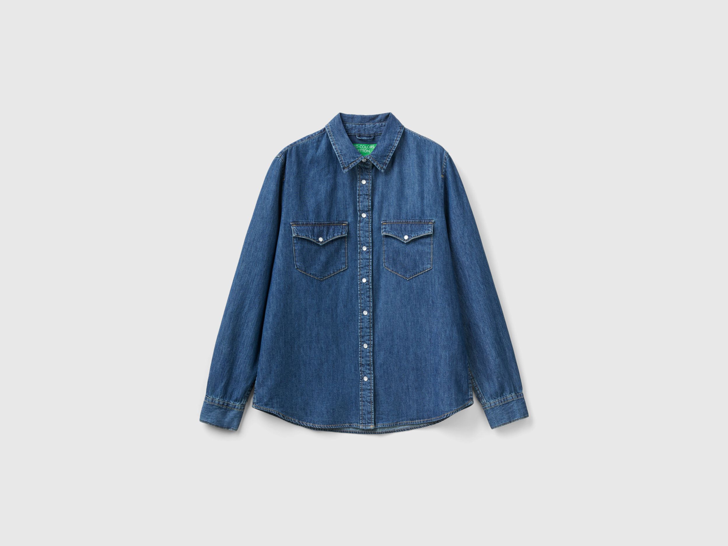 Camicia di jeans regular fit Blu Donna Benetton