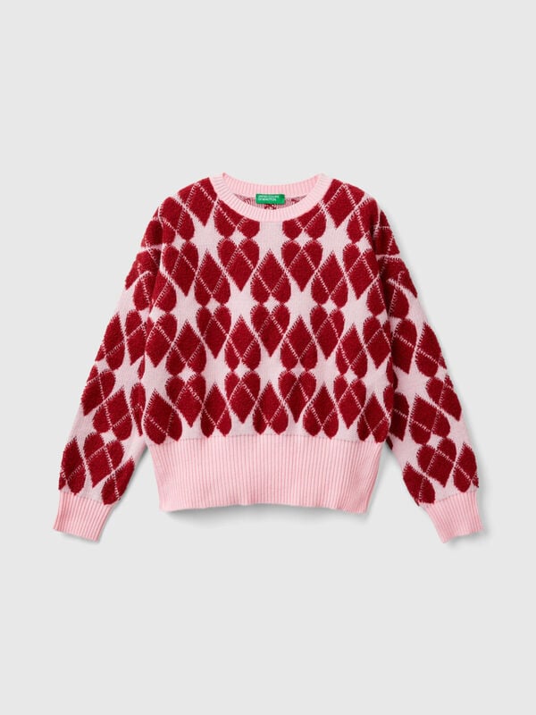 Maglia a cuori jacquard Bambina