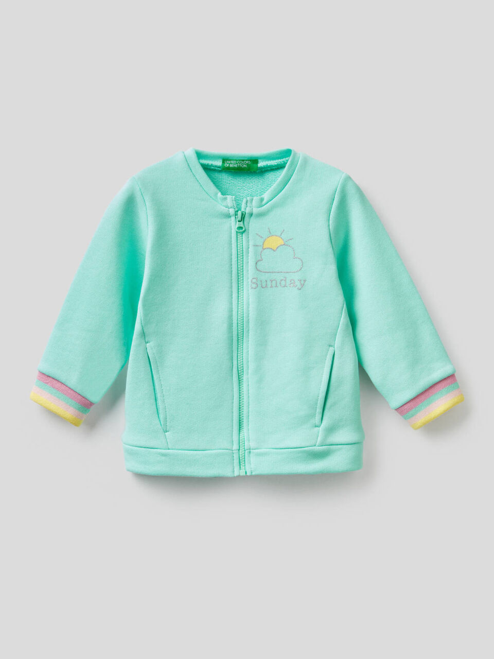 Felpa 100% cotone con zip image number 1