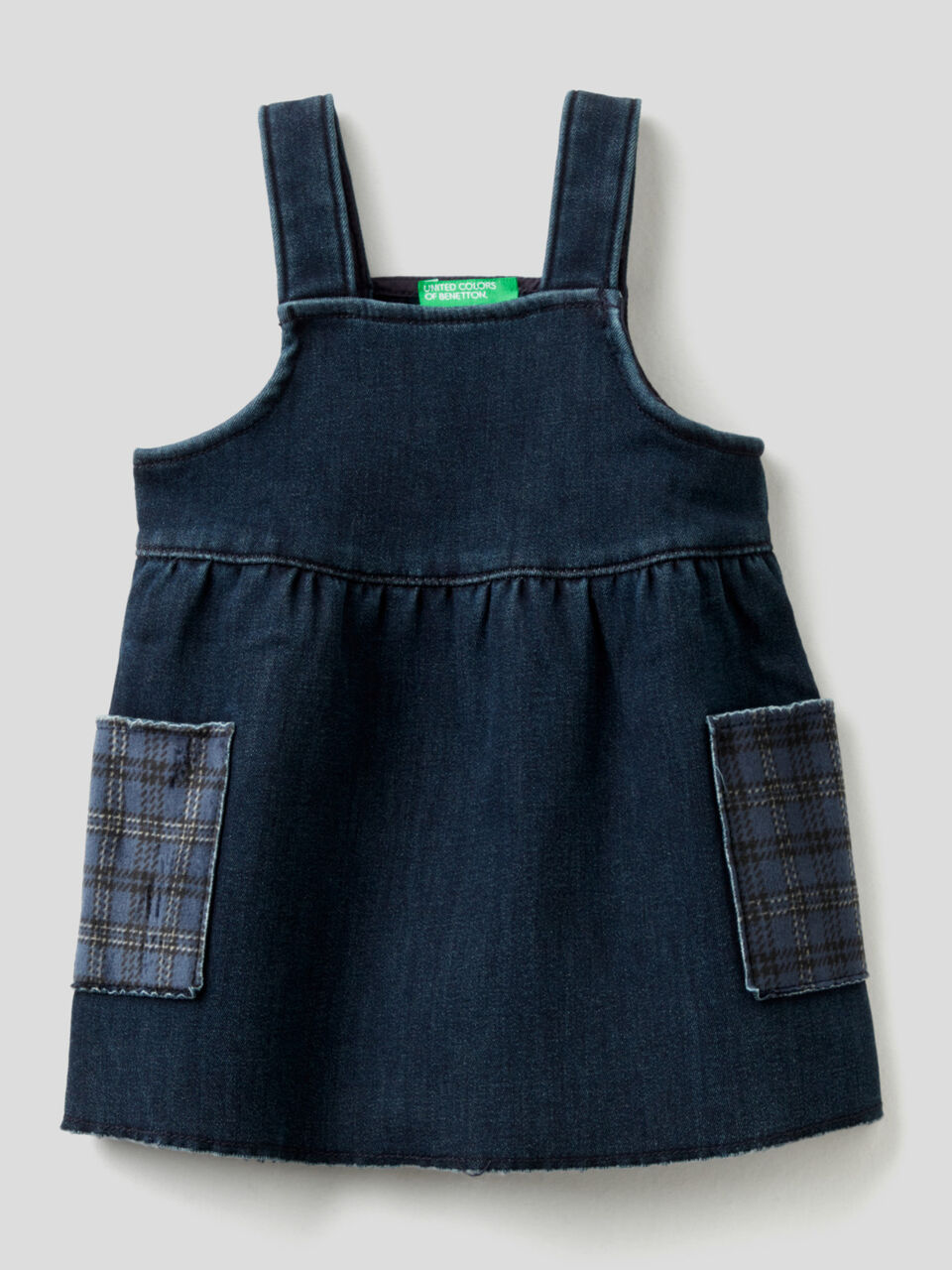 Gonna salopette in jeans con tasche fantasia image number 1