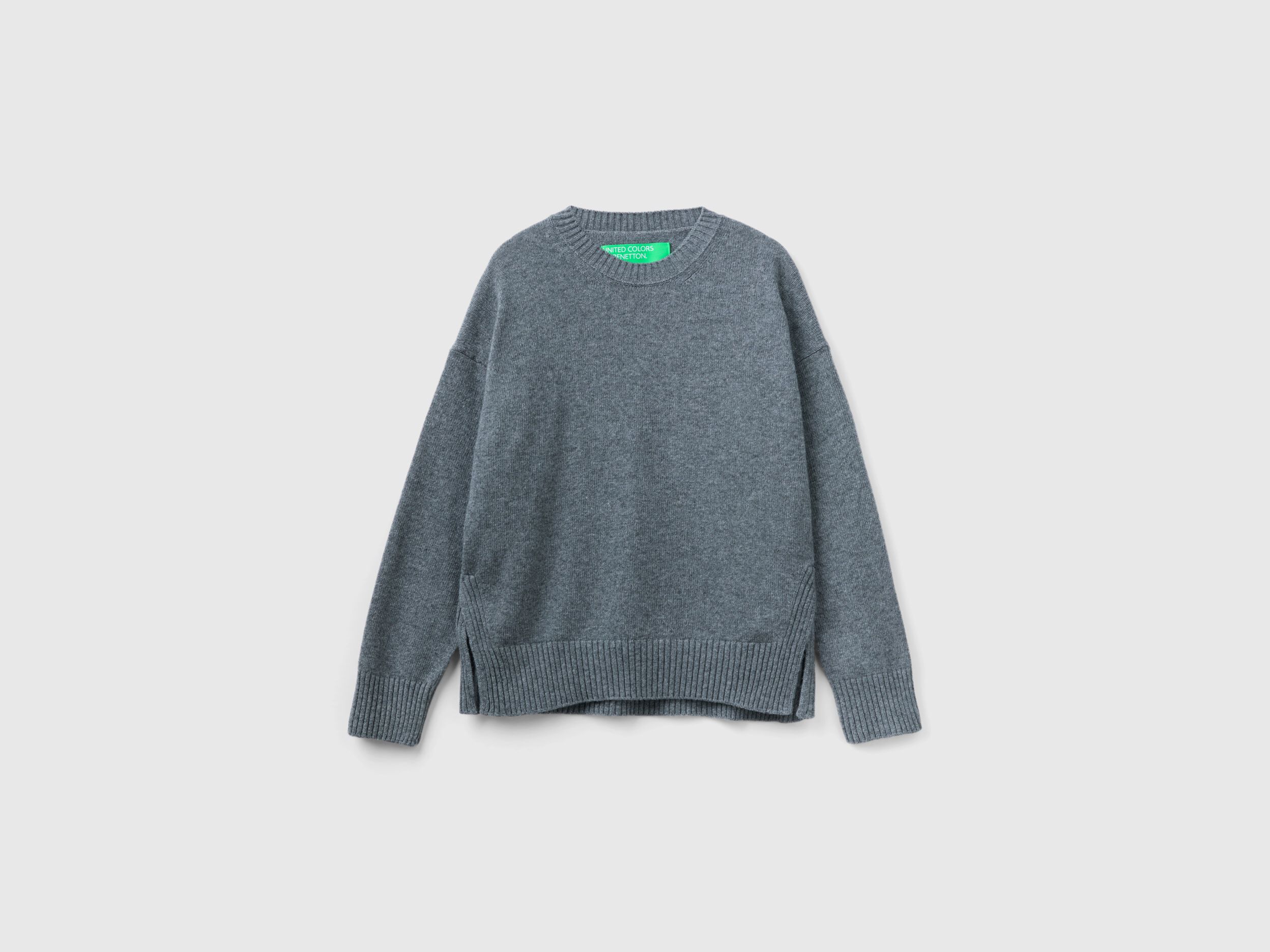 Maglia boxy fit in misto lana Grigio Scuro Donna Benetton