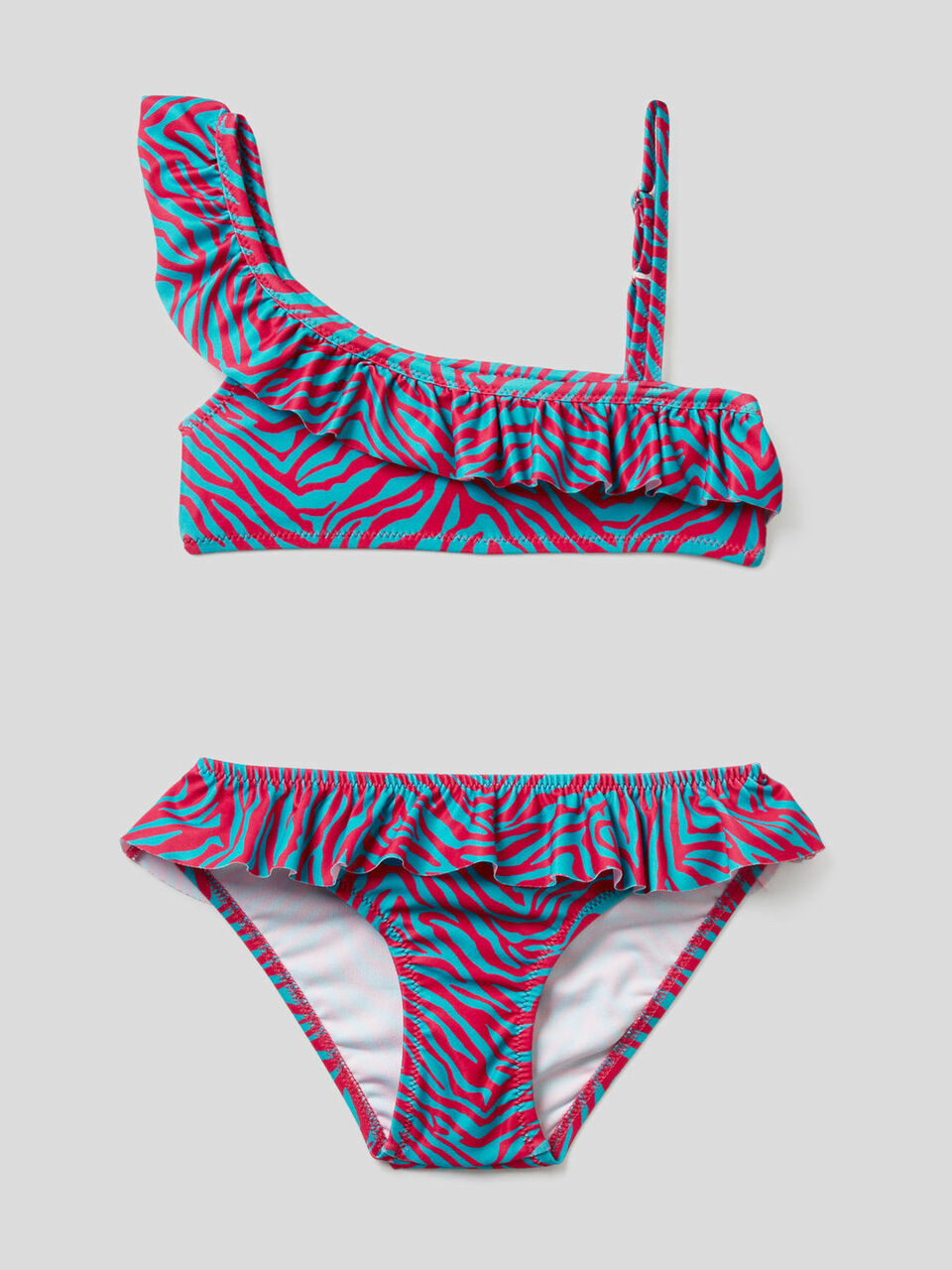 Bikini a righe con balza image number 1