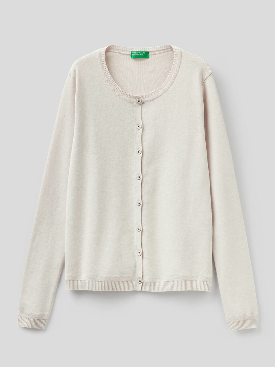 Cardigan girocollo in puro cotone image number 1