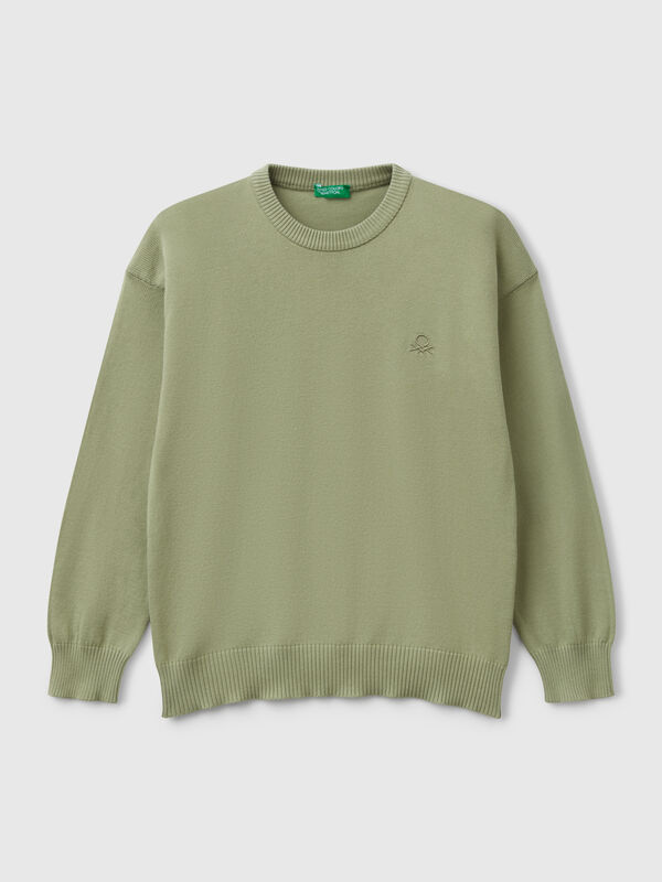 Maglioncino in puro cotone con logo Bambino