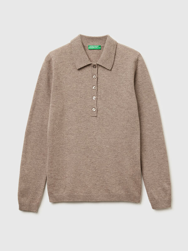 Polo in maglia in misto cashmere Donna
