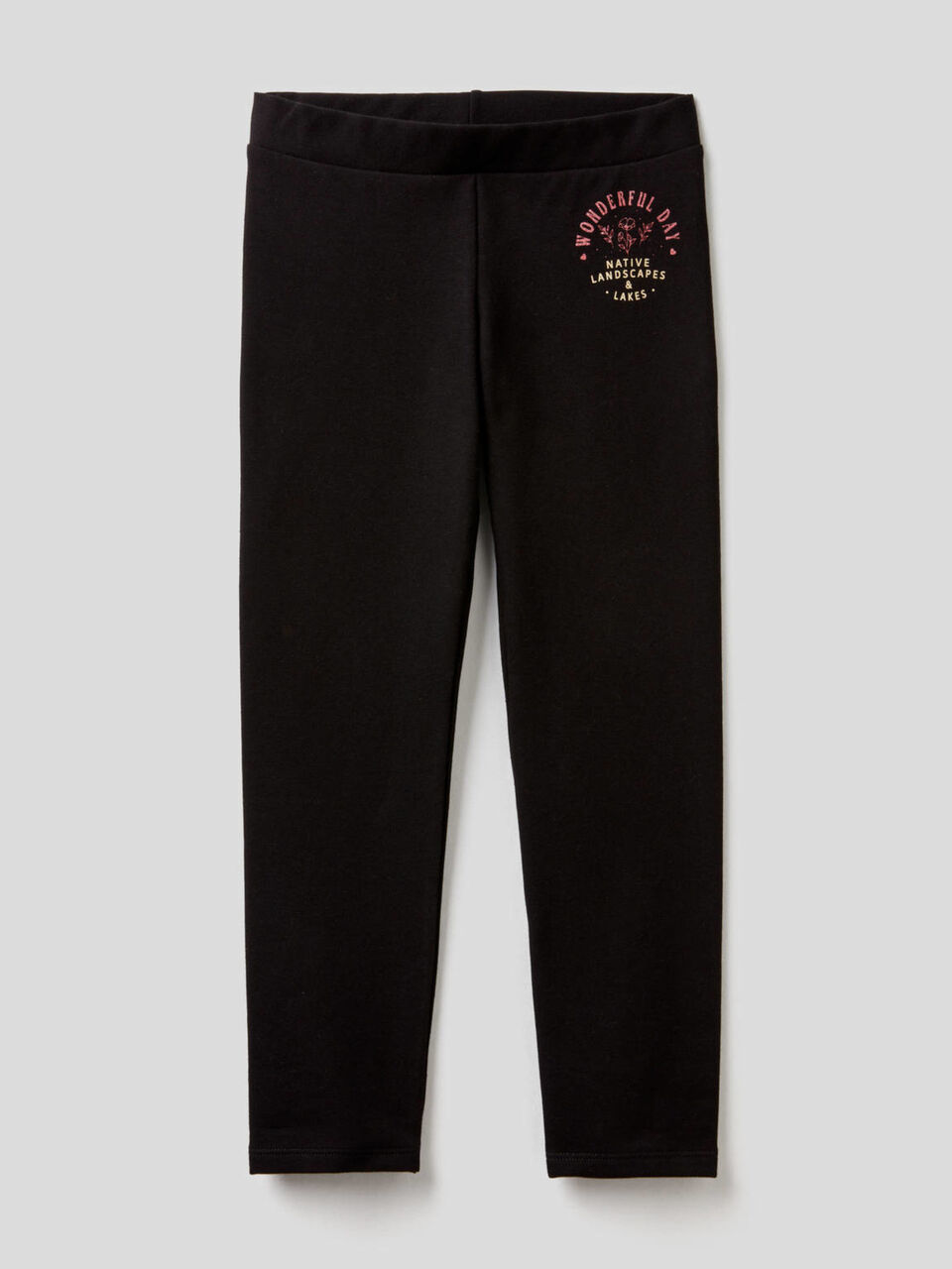 Leggings in felpa con stampa image number 1