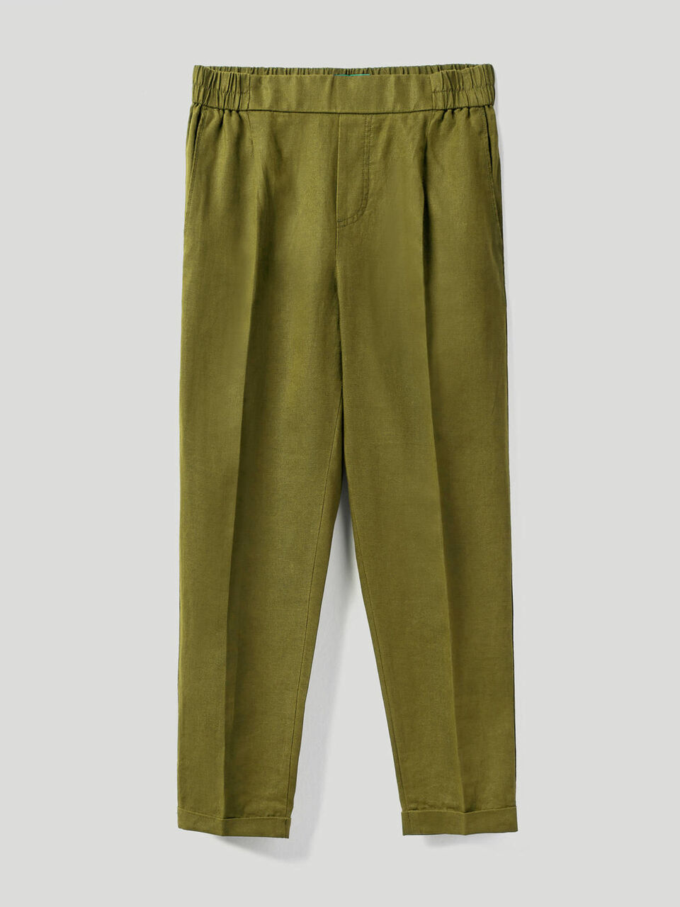 Pantaloni cropped in 100% lino image number 1