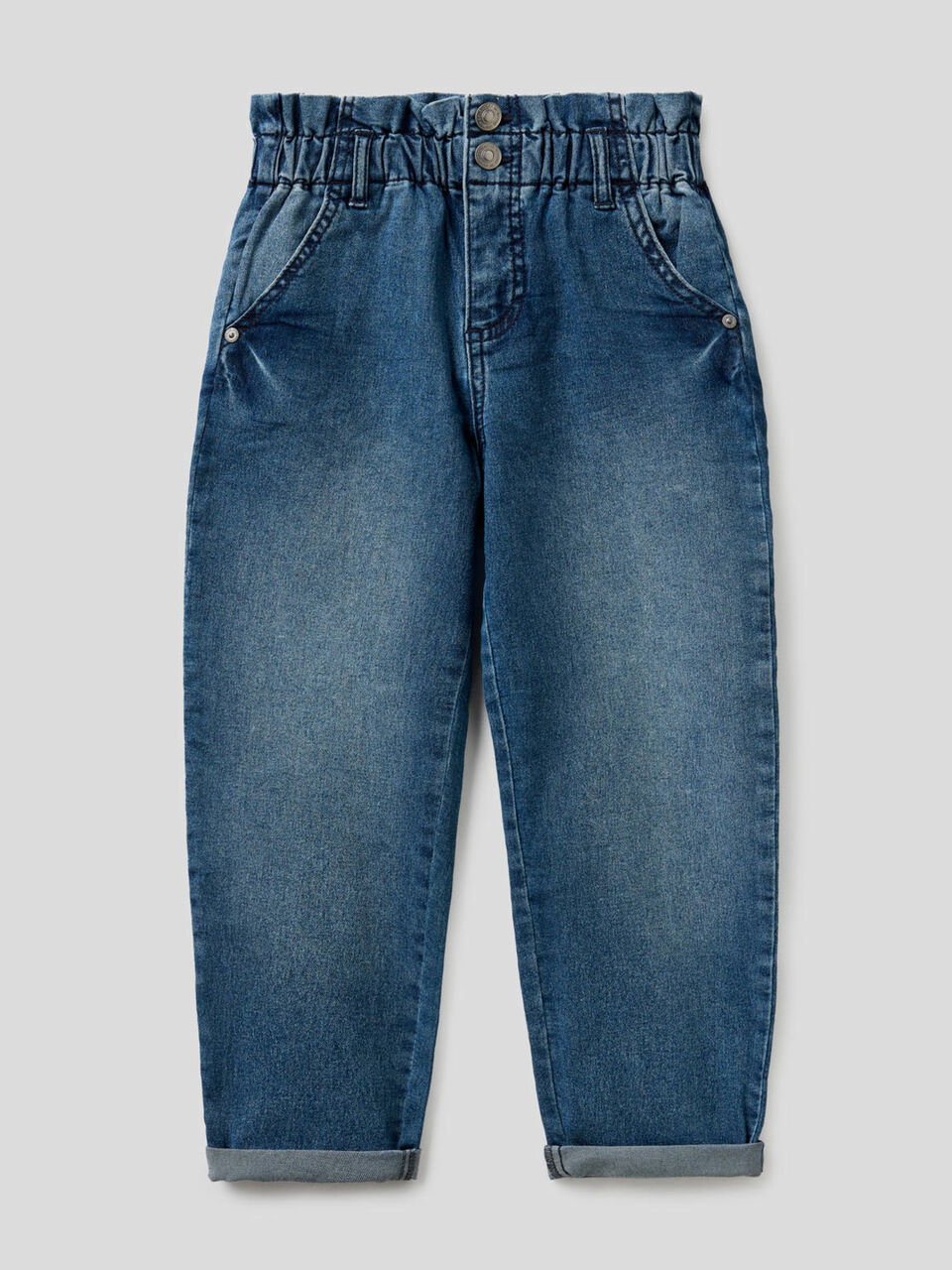 Jeans baggy con vita arricciata image number 1