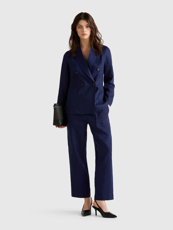 Pantaloni in puro lino con elastico Donna
