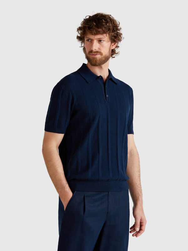 Polo in maglia di misto lino Uomo