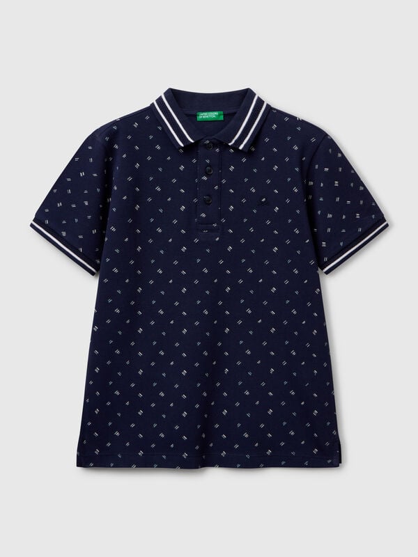 Polo micro fantasia in puro cotone Bambino