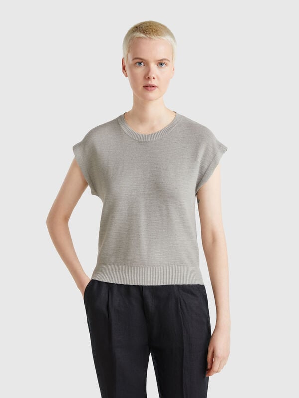 Gilet in misto cotone e lino Donna