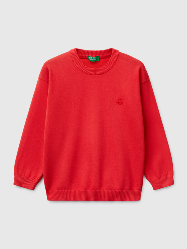 Maglioncino in puro cotone con logo Bambino
