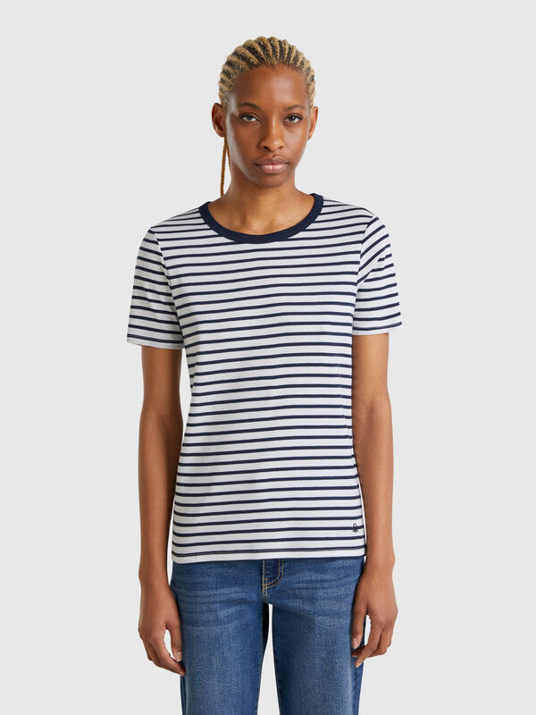 T-shirt girocollo a righe Donna