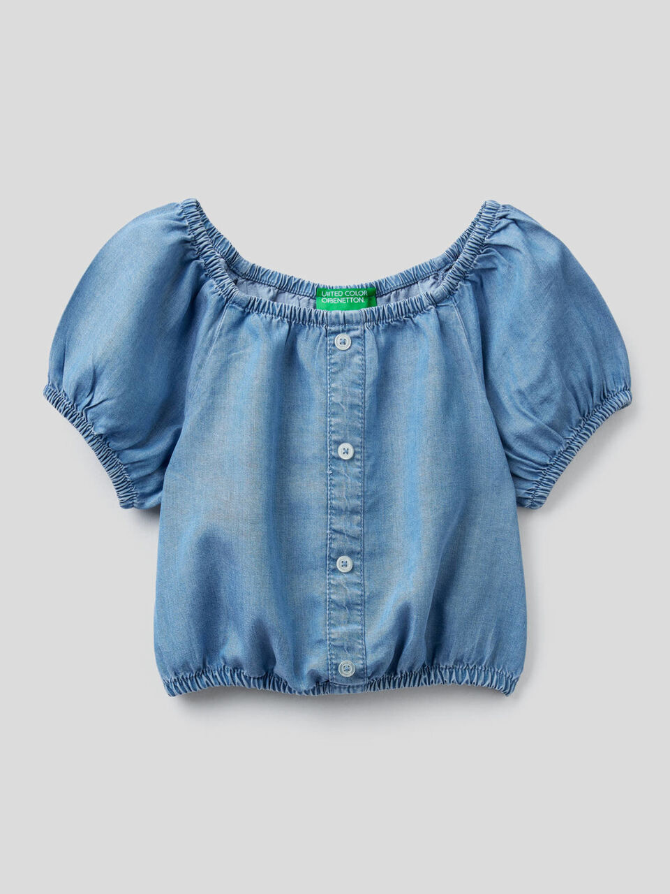 Top cropped effetto jeans image number 1