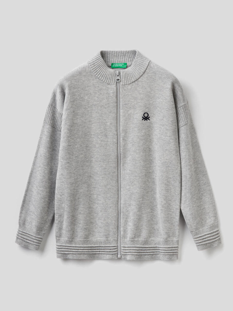 Cardigan con zip in 100% cotone image number 1
